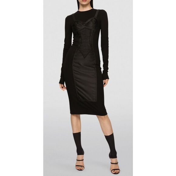Dolce & Gabbana Black Midi Sheath Dress Made in Italy NWOT Size 36/0 - Picture 7 of 12